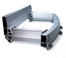 a metal frame with a curved corner