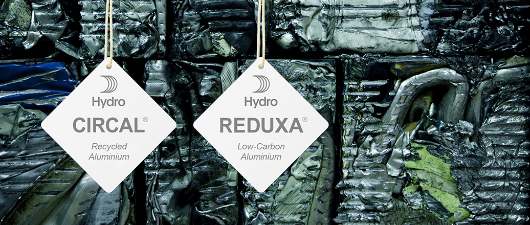 aluminium stamped with 4.0. Certified sustainable product Hydro and 75R % post-consumer scrap. 