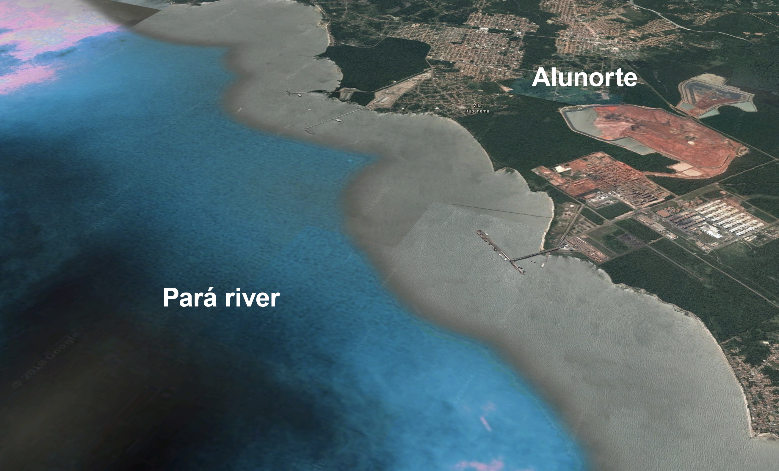 aerial image of the Alunorte site and the para river