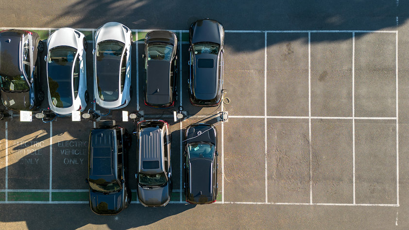 a group of cars charging