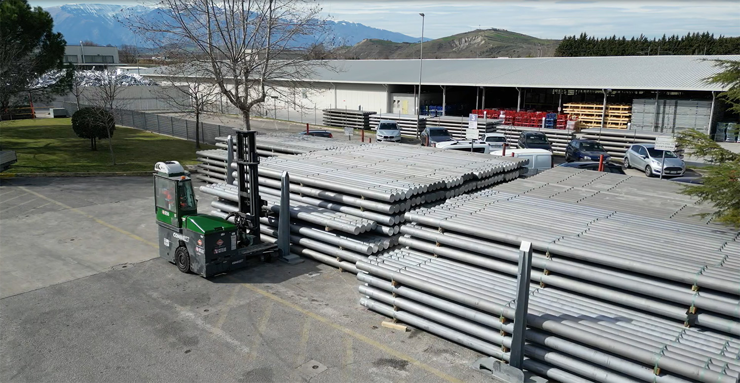 a truck parked outside a building