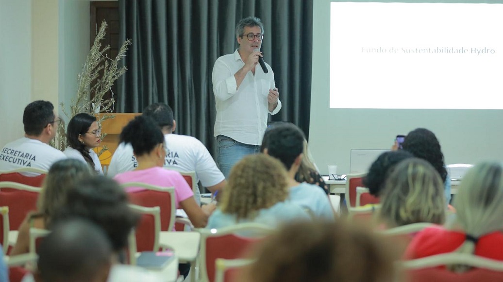 O diretor do Fundo de Sustentabilidade Hydro, Eduardo Figueiredo, durante o lançamento do primeiro edital
