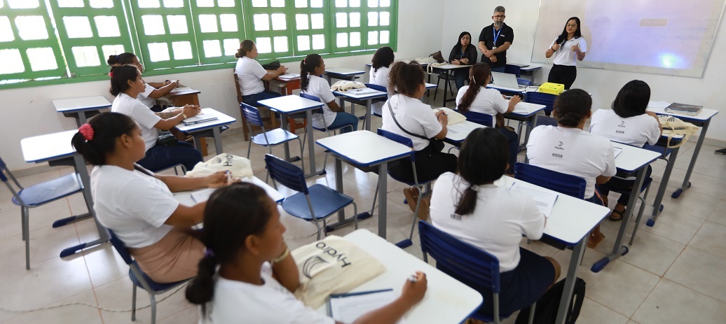 a group of people in a classroom