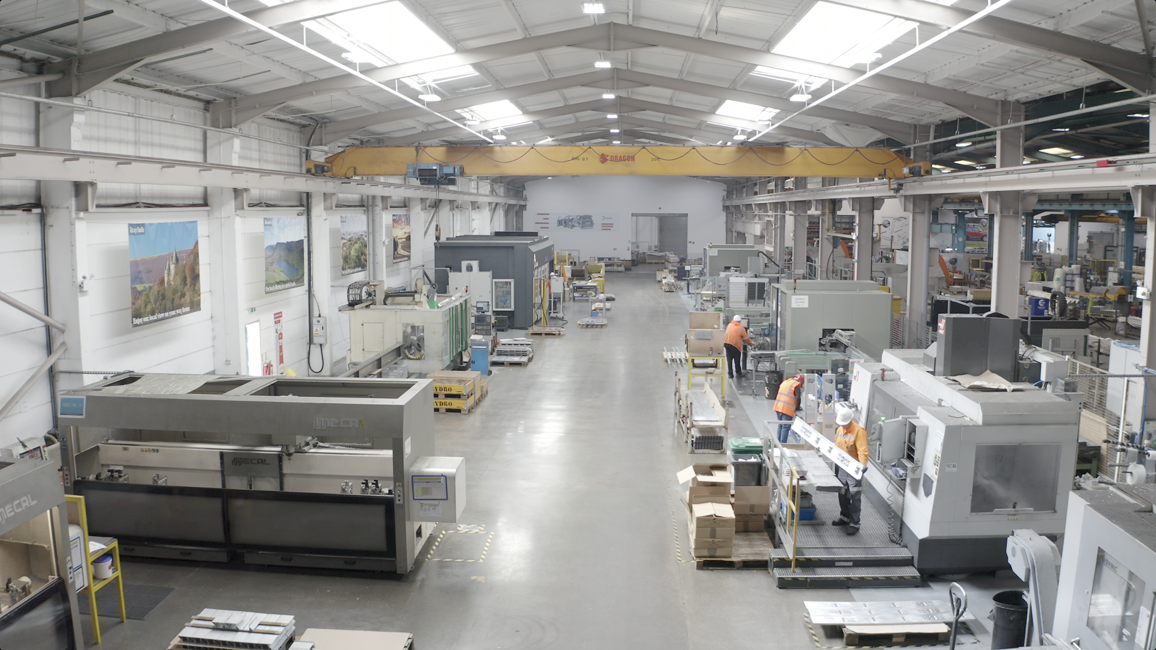 a large room with machines