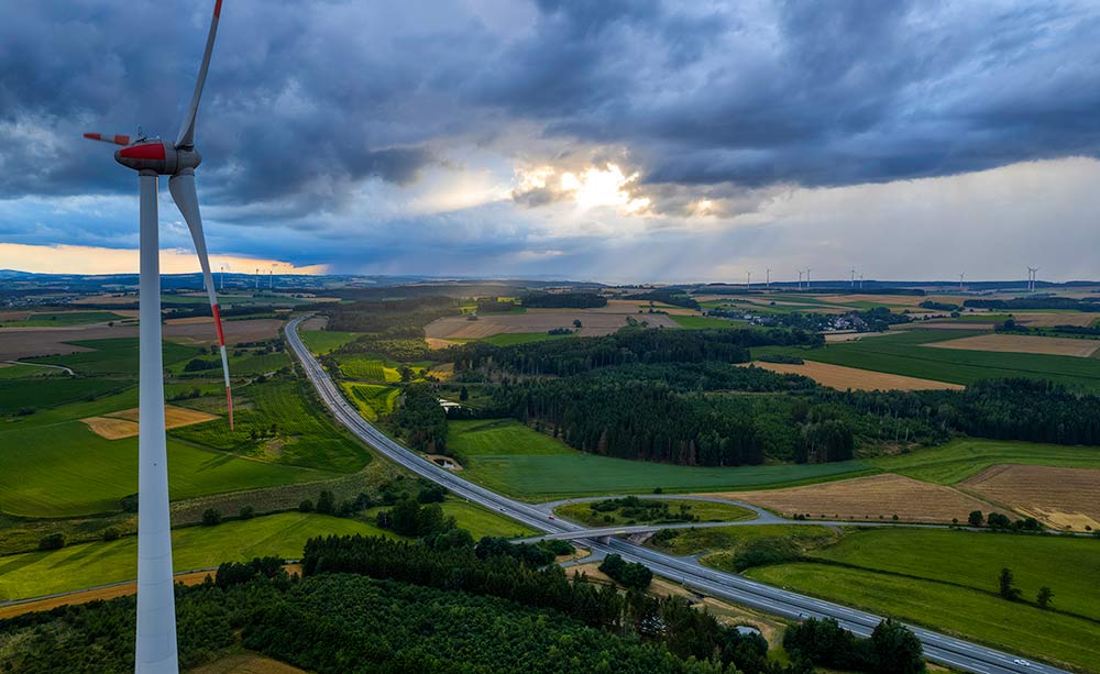 windmill and road